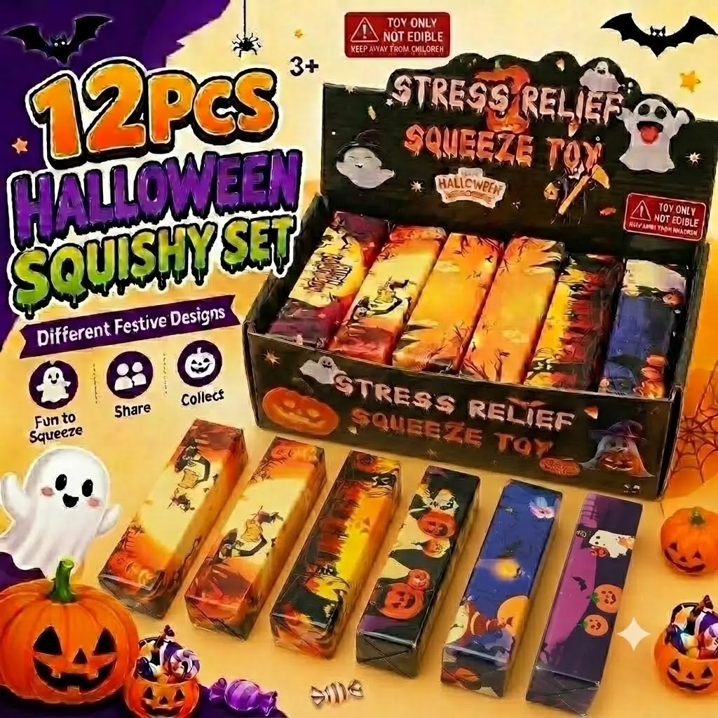 12pcs Halloween Butter Squishy Ghost Squishys Slow Rising Butter | Butter Squishys Stress Ball Slow Rising Butter Stick for Anxiety Relief Fidget Desk Decor Halloween Party Favor Gifts