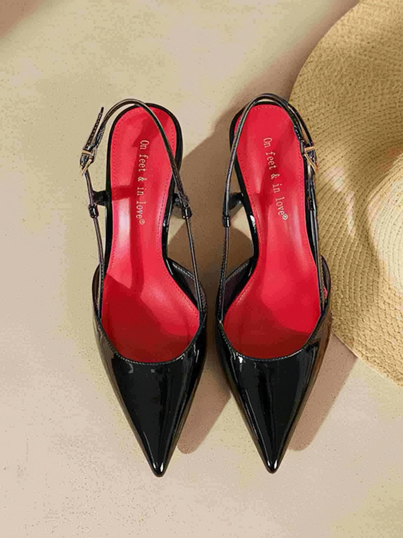 Women's Pointed Toe Stiletto Heels, Patent Leather Slip-On Shoes, Sexy Fashion High Heels for All Seasons, Comfortable Commuting Footwear