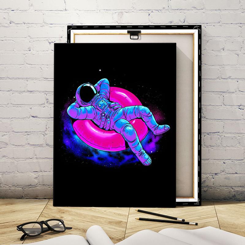 Astronaut Pattern Canvas Painting with Frame, Modern Wall Art Poster, Wall Decor for Home Living Room Bedroom Office