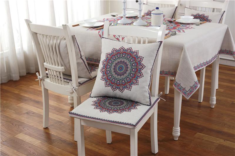 Imitation Linen Dining Chair Cushion, Seat Pad, Backrest Cushion, Pillowcase, Tablecloth, Multi-Purpose Cover Towel