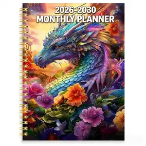 2026-2030 Monthly Planner/Calendar - January 2026 to December 2030, 5-Year Monthly Planner, Rainbow Dragon Themed Cover Design Notebook, Annual Calendar Planning, Monthly Tabs, 60-Month Calendar, 5.5 x 8.3 Inches, Thickened Paper, Elastic Cover, Durable D