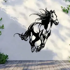Galloping Horse Sheet Wall Art 11.81 Inch Black Modern Decor For Living Room Patio Farmhouse Unique Home Ornament Gift