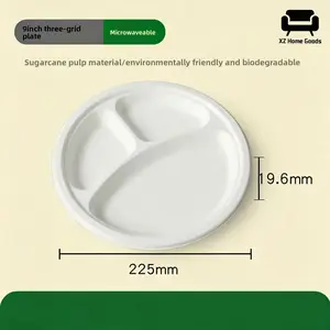 50 disposable tableware plates, suitable for both men and women, suitable for adults and children, microwave compatible, environmentally friendly and biodegradable, suitable for home or outdoor use, convenient and fast, with a diameter of 23cm