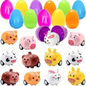 ‌Easter Eggs Toys Surprise Pull Back Cars Alloy Animal Bunny with Colorful Egg Shell for Boys Girls Toddlers Party Favors