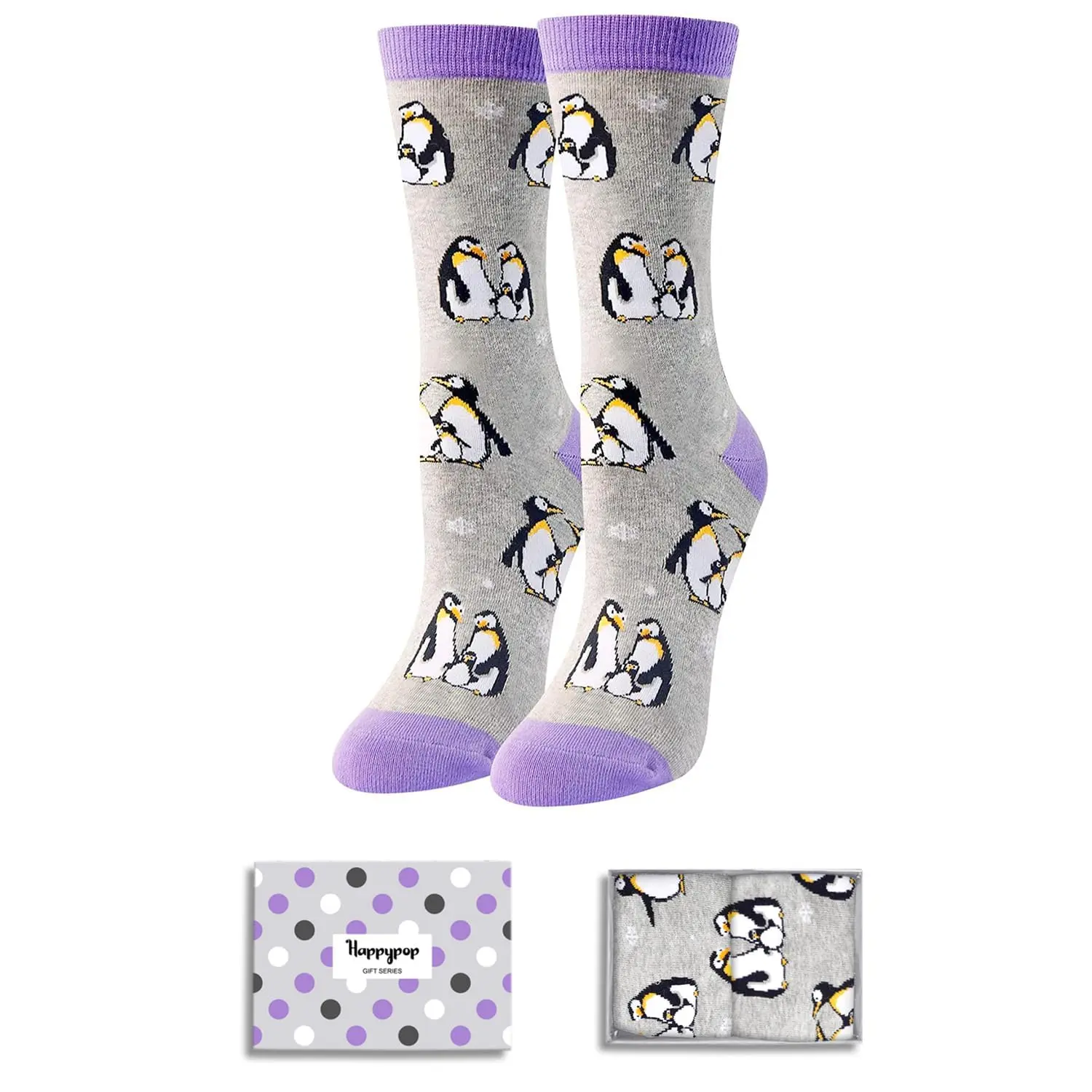 HAPPYPOP Funny Socks for Women Crazy Socks, Penguin Ocean Gifts, Ocean Animal Socks