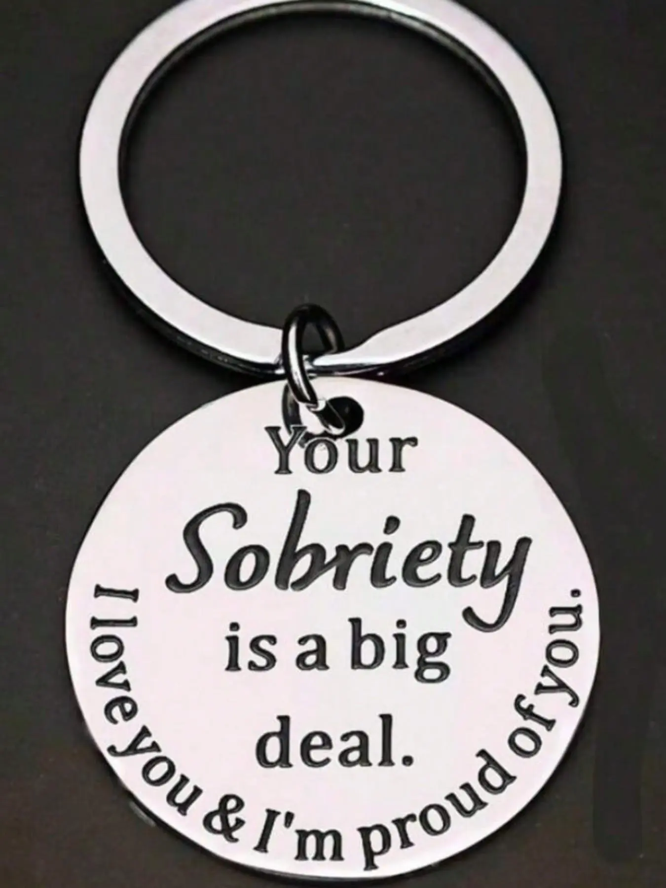 1 pcs Unisex Stainless Steel Keychain , "Staying Sober Is Super Cool" Inspirational Slogan, Encouragement Gift for Best Friends , Y2K Style Accessory for Backpacks & Car Keys, Dark Healing-Themed Statement Item