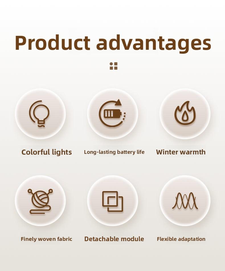 New USB Charging Light-Up Bluetooth Headphone Hat Outdoor Warm Knitted Ear Protection Hat Wireless Music Colorful Light Design Unisex Fashionable Casual Flashlight Hat for Christmas Holidays