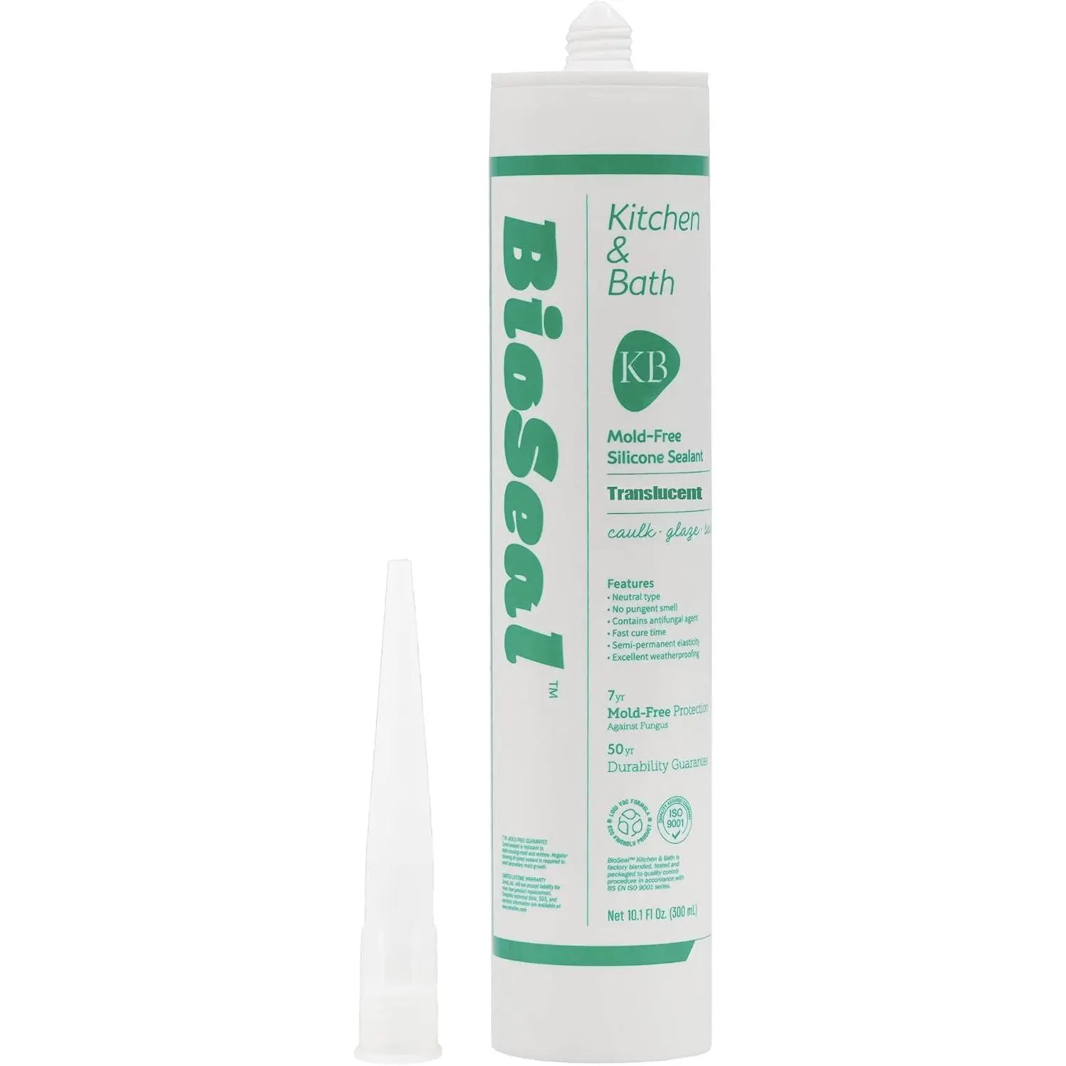 Translucent BioSeal   Sealant Caulk Kitchen and Bath Grade,  and No Odor No Color Change 10.1 Ounce , Clear Translucent