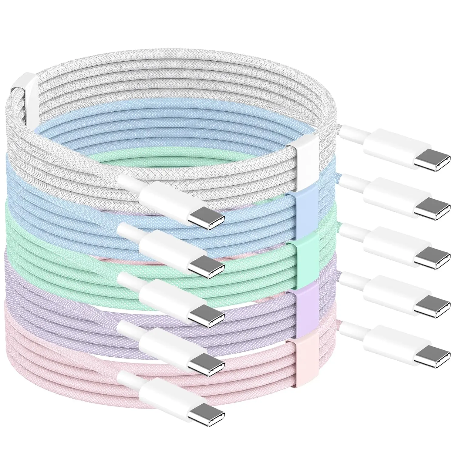 17  Charger  6ft Multi-Colored Woven, 5Pack 60W  Charge Type C to C  Cord Wire for   17/ Air/16 Pro/16e/16/15 Plus/15 Pro Max, iPad Pro/Mini/Air/MacBook, Airpods