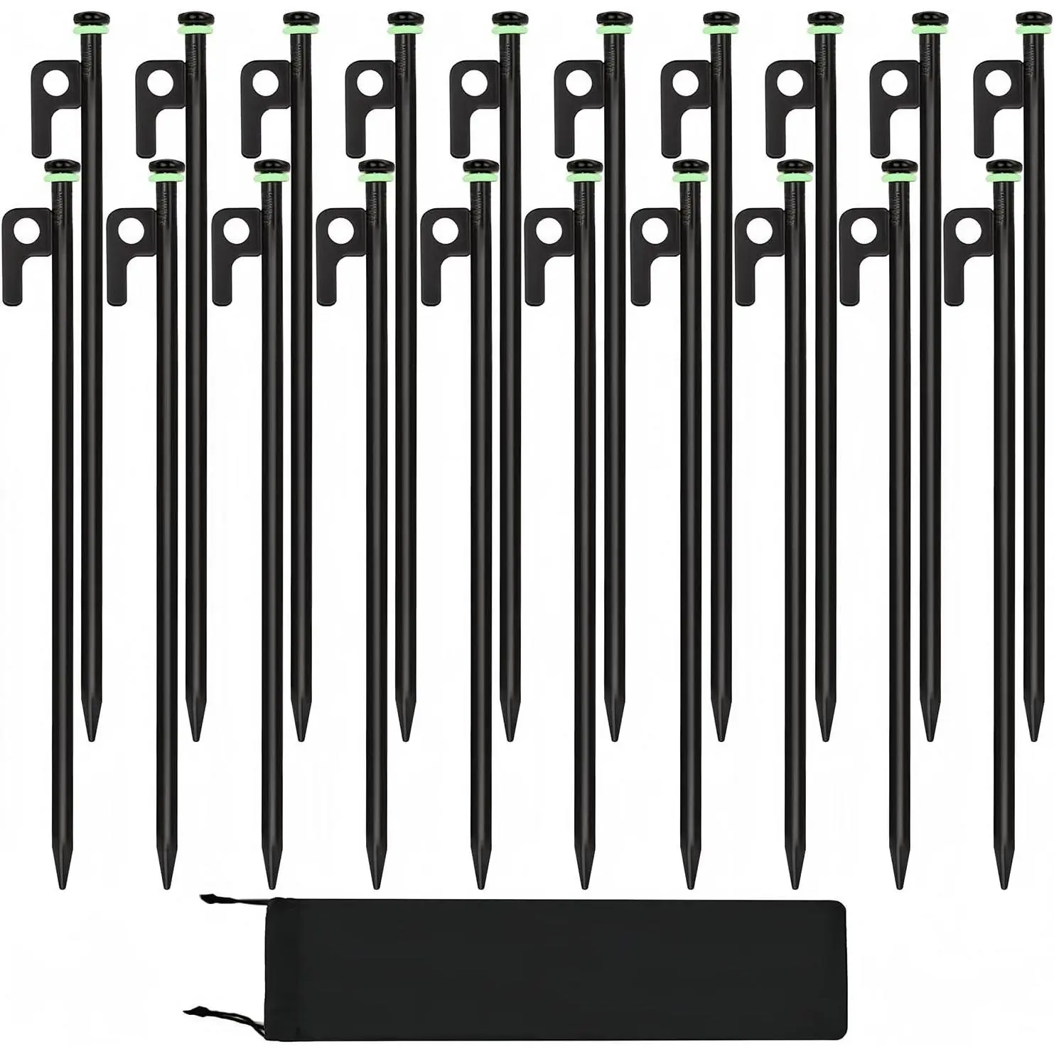 20Pcs 16in Heavy Duty Forged Steel Tent Stakes, 0.35" Diameter, Ideal for Rocks, Grassland, SnowfieldGift