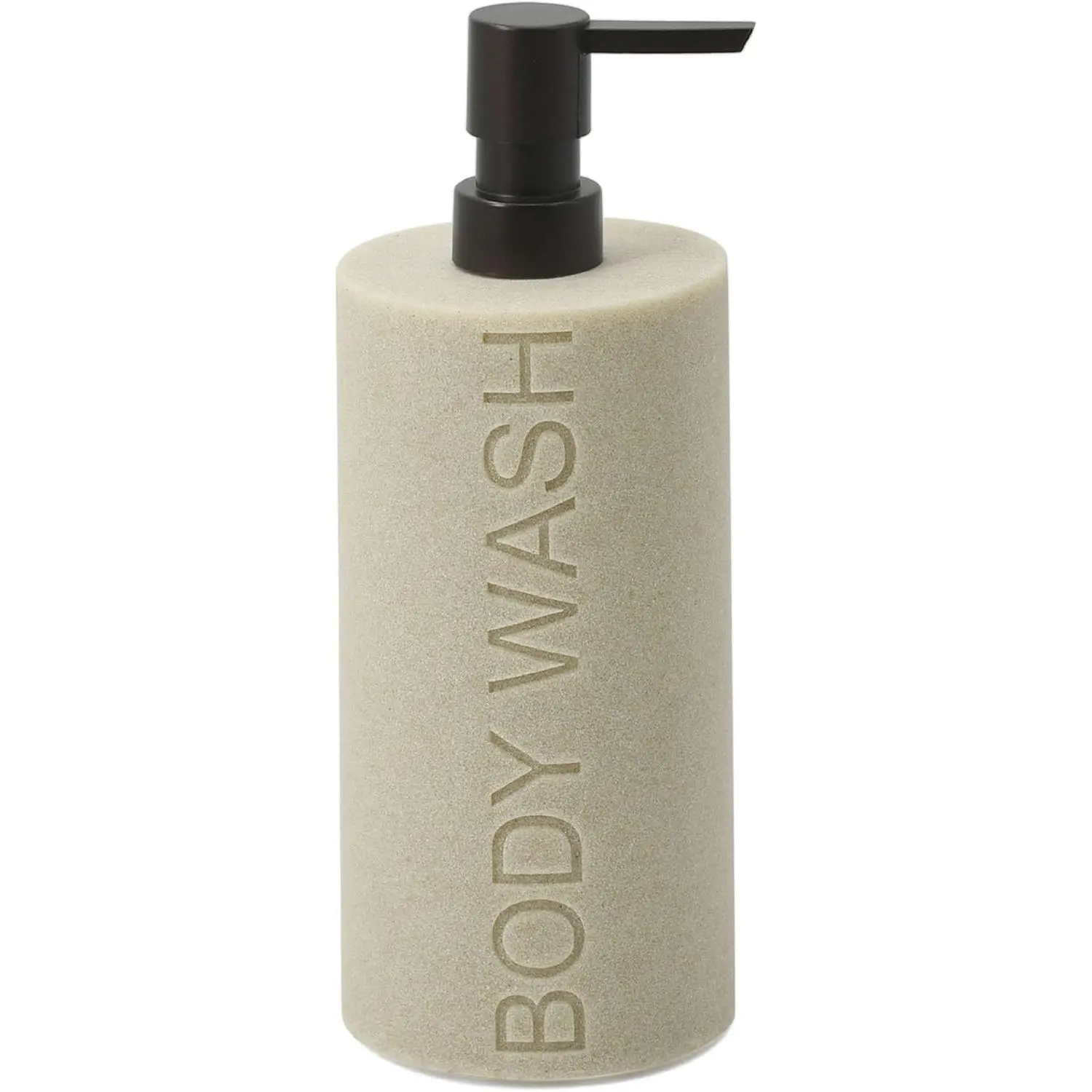 Refillable Resin Tan Sandstone Body Wash Engraved Bottle with Pump Top & ORB Pump, Durable Waterproof Construction for Bath-Shower Use