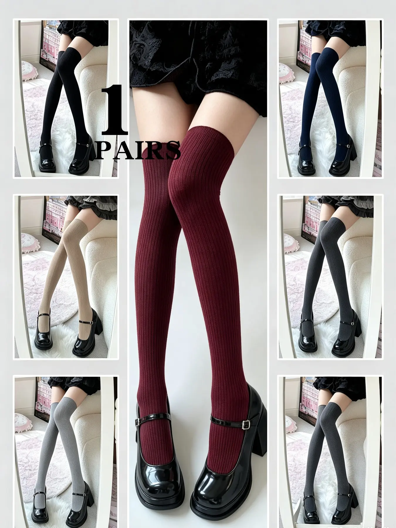 1 Pair Vertical Stripe Over-The-Knee Long Socks, Comfortable and Stylish Footwear, Perfect for Daily Wear and Special Occasions