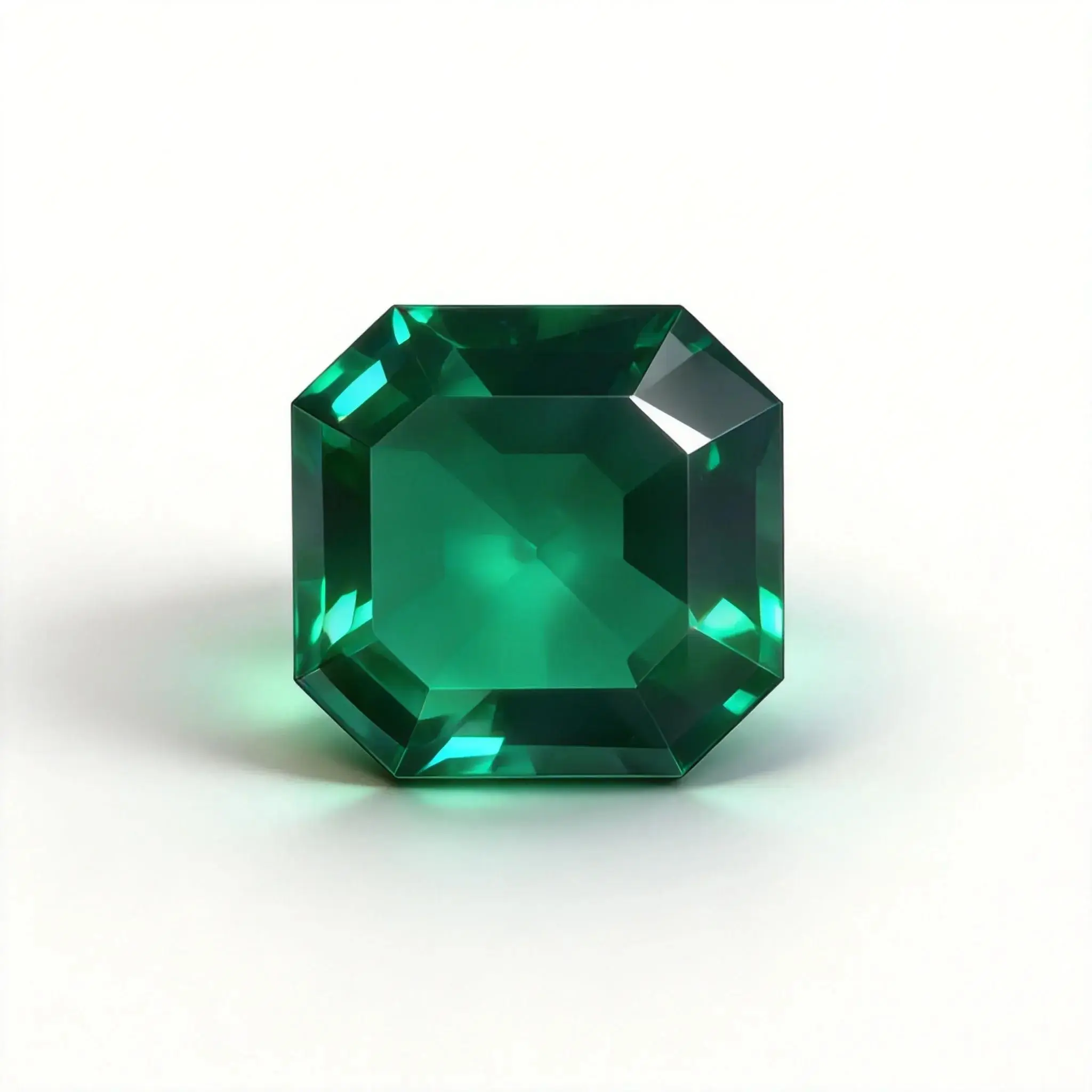 Lab Grown Asscher Cut Emerald Gemstone Ring, Includes Cert