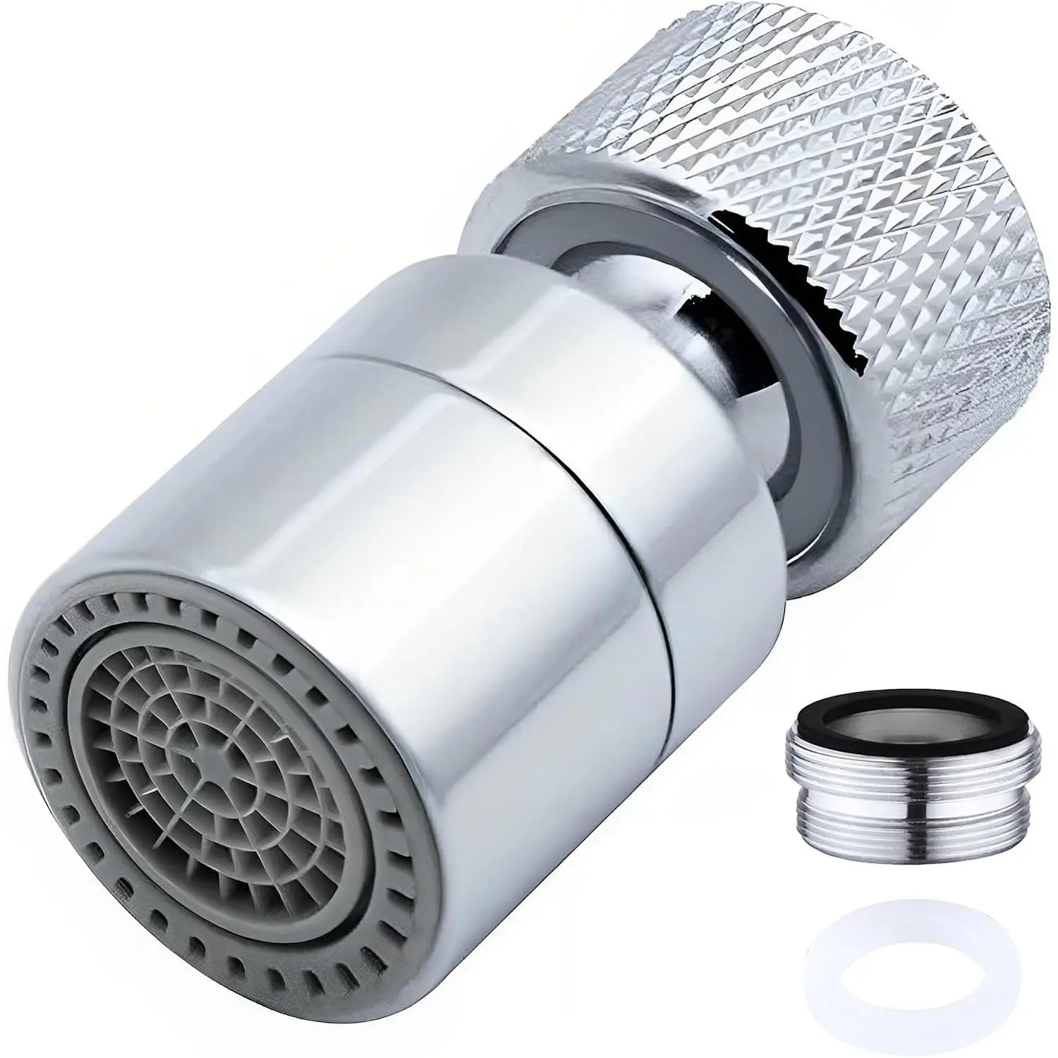 Faucet Aerator 360° Swivel Kitchen Sink Aerator, -function 2-Flow Female 55/64 in-27UNS Chrome Solid Brass Faucet Sprayer Attachment with 15/16 in Male Threaded Adapter for Bathroom Sink Filter
