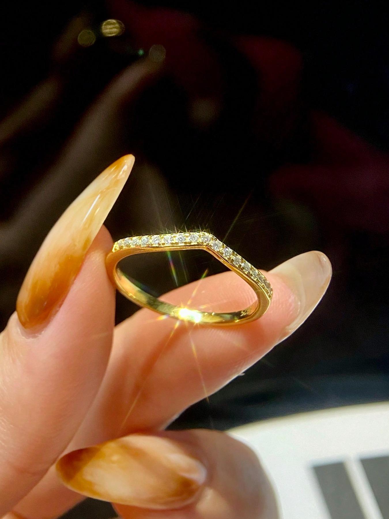 925 Sterling Silver Fashion V-shaped Artificial Zirconia Ring, Fashion Jewelry for Party, Daily Clothing Decor, Trendy All-match & Exquisite Jewelry for Birthday Gift