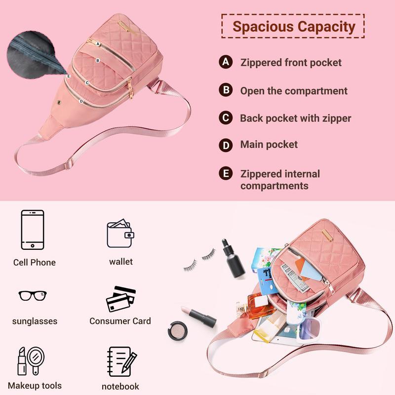 Solid Color Quilted Fanny Pack - Casual Zipper Chest Belt Bum Bag, Adjustable Sling Bag for Daily Use, Lightweight & Waterproof