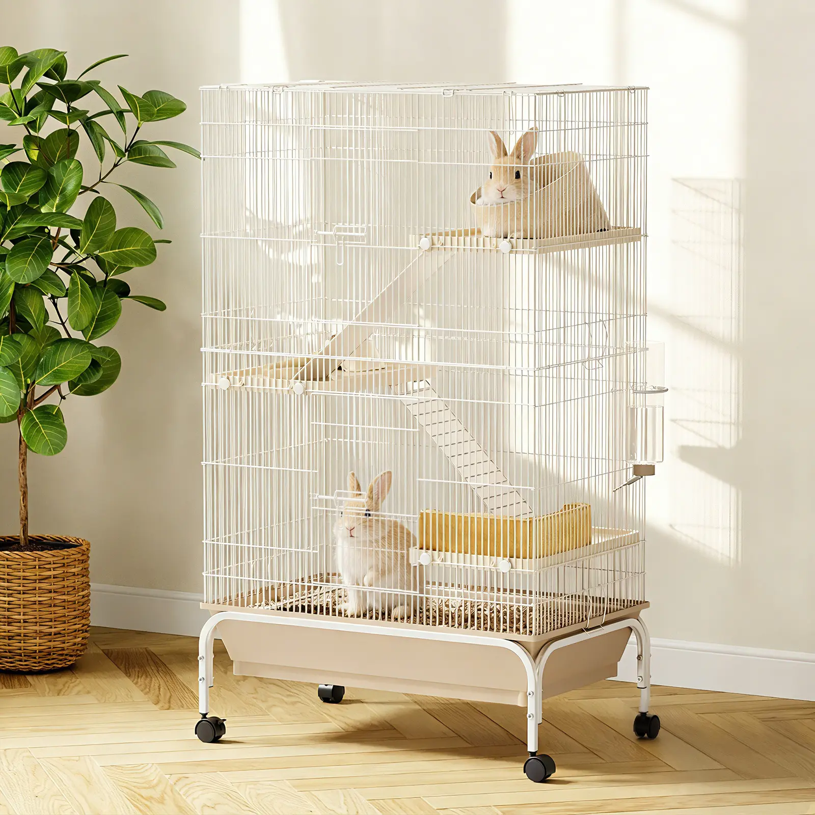 4-Tier Small Animal Cage with Wheels & Deep Tray – Multi-Level Habitat for Ferrets, Chinchillas & Guinea Pigs – Multiple Sizes Available