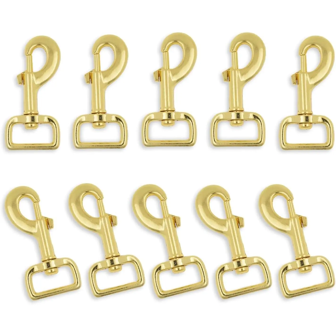 Mandala Crafts Heavy Duty Gold Tone 1 in Eye Bolt Swivel Snap Hooks, 10 Pcs 3.25 In 100 LB Weight Capacity Trigger Clasps for Pet Leashes, Flags, Bags, Harnesses, Horse Blankets, Keychains
