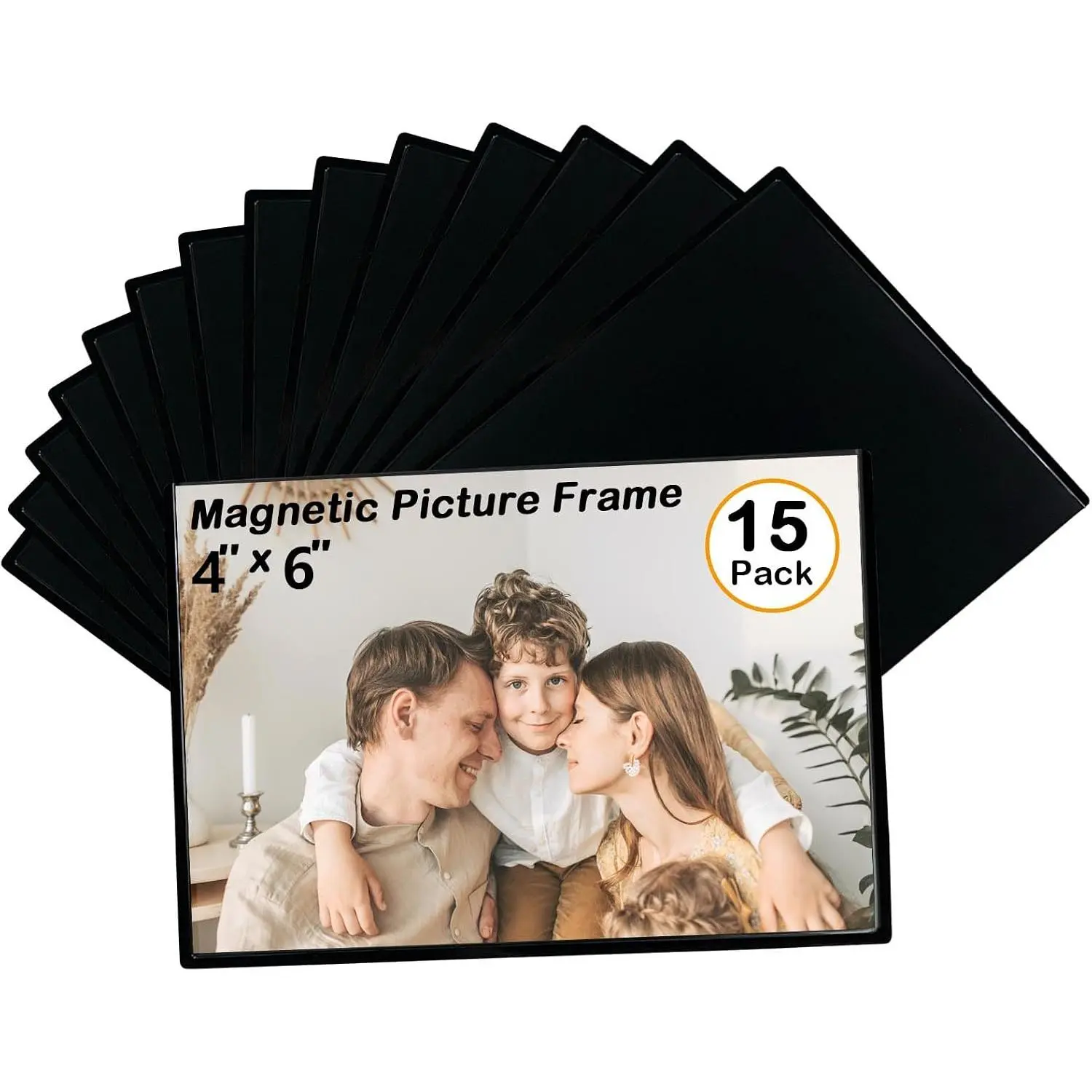 Picture Frame, 15 Pack 4x6 Photo Frame for Fridge | 15  4x6  frames with  . Display photos  refrigerators, lockers and offices.