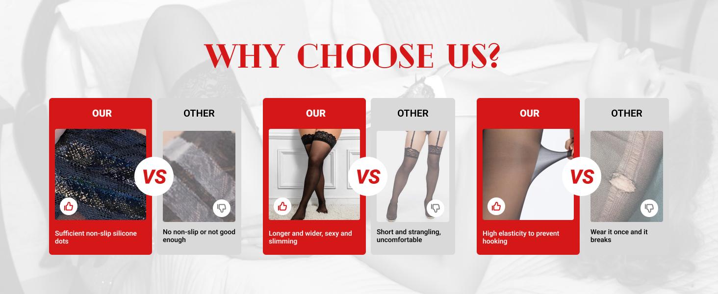 Pl Size Thigh High Stockings: Women Lace Anti-Slip Stay Up Sheer Pantyhose Lingerie Stockings for Sexy Women