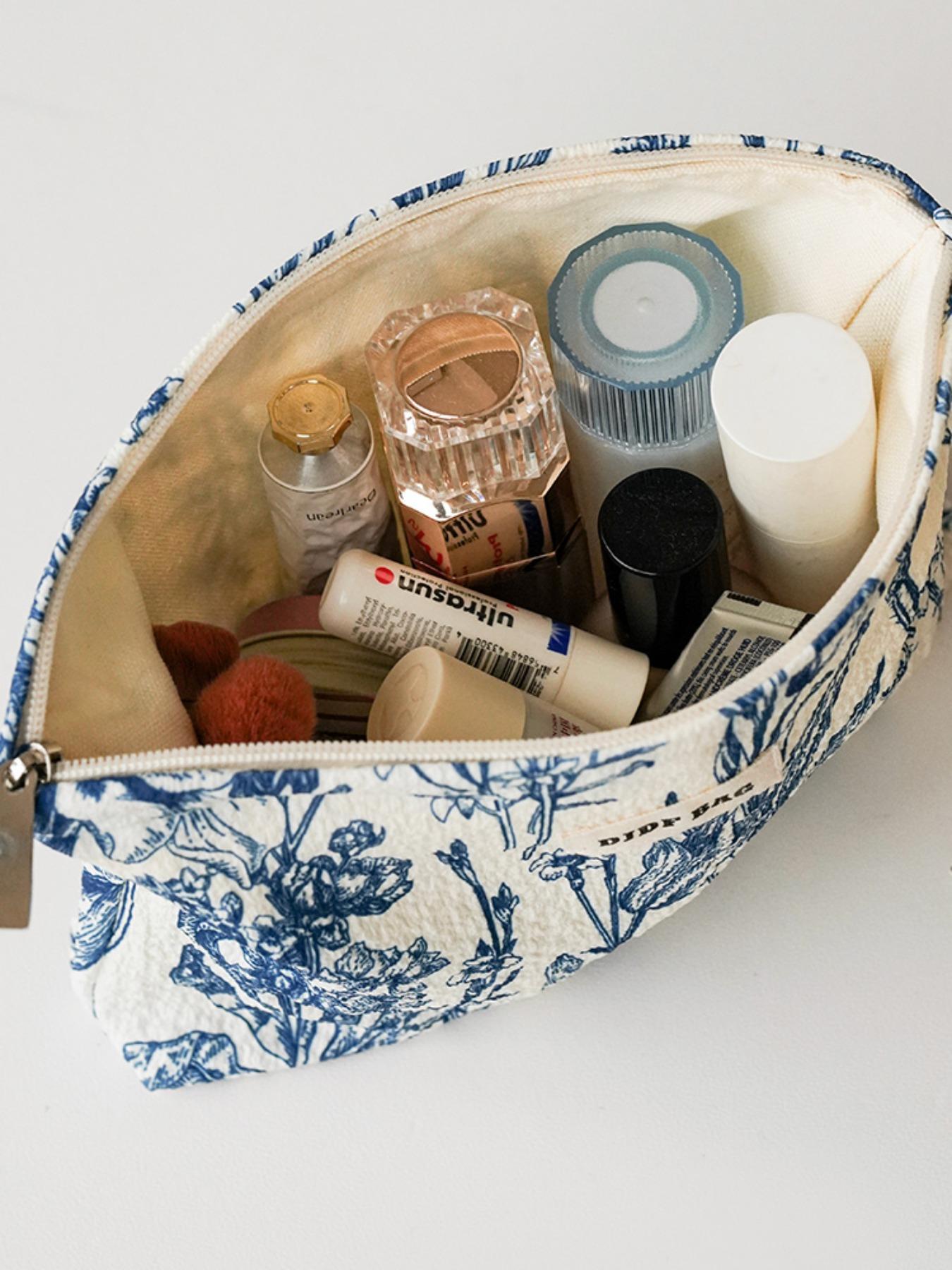 Floral Pattern Makeup Bag, Vanity Bag, Large Capacity Cosmetic Storage Bag, Zipper Makeup Organizer Pouch, Versatile Storage Bag for Travel & Daily Use, Cosmetics Organizer