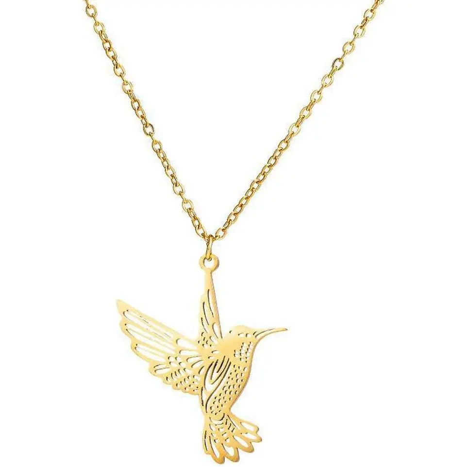 Stainless Steel Hummingbird Pendant Necklace,Cute Animal Swallow Bird Clavicle Necklace Hollow Sky Bird Necklace Jewelry for Women Men