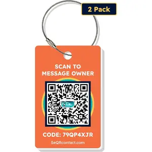 Luggage Tags |  QR Code Luggage Tag Keeps Personal info Private | Customizable Travel Suitcase Tags for Women Men | Use with GPS Bag Locator , Air Tag for Android or iOS (Orange)
