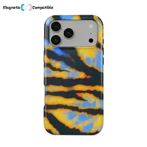 [Magnetic Compatible] Y2K Rave Indie Sleaze Tie Dye Zebra Print IPhone 17 Pro Max Shockproof Case With Electric Psychedelic Design, Cover For Iphone 17 Promax, 16 Promax, 17 Pro, 16 Pro