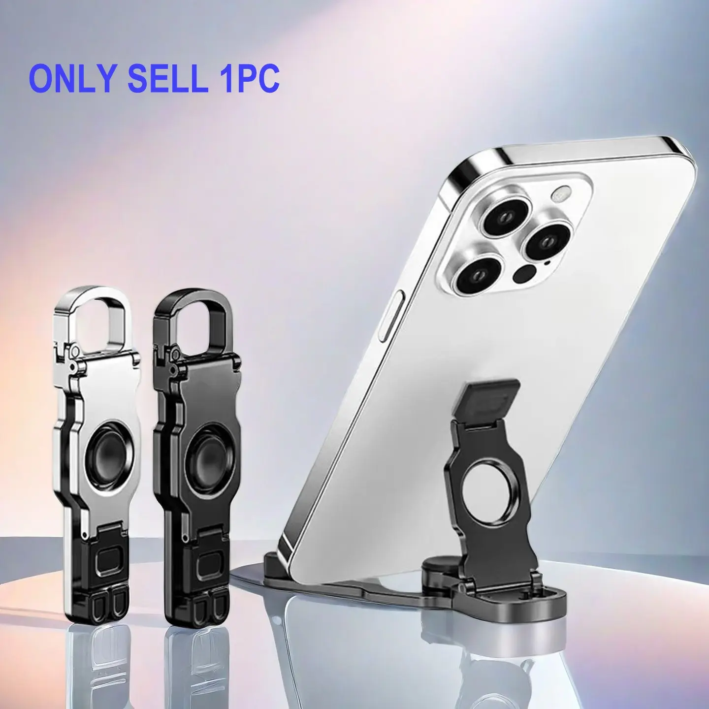 Stress Relief Fidget Spinner, Mini Phone Holder, Keychain, Aluminum Alloy Foldable 360° Rotating Portable Stress Toy Stand