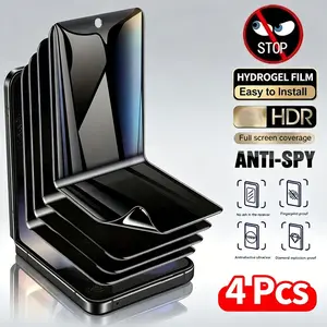 4 Pcs Privacy Anti Glare Spy Peep Hydrogel Protective Film For Smartphone Samsung Galaxy Z Flip 8 7 SE 6 5 4 3 Flip 8 Flip7 Flip6 Flip5 Flip4 Flip3 Full Cover Screen Protector Protection