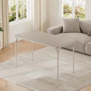 Durable Collapsible Table for Dining & Events – 47" x 20" Rectangle, Metal Frame, PU Leather Top, Scuff & Mark Resistant, Anti-Slip Feet, Lightweight, Indoor/Outdoor, Only Table