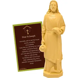 St Joseph Statue for Selling House with Prayer Card, Faith-Based Religious Statue Ideal for Selling Homes, Ivory 4Inch 1pcs for Religious Activities