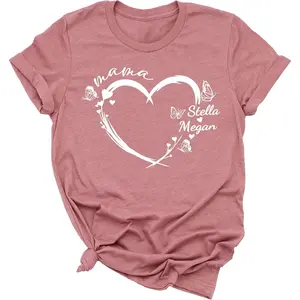 Customizable Mom Shirt with Custom Kid's Name, Personalized Mama Shirt for Women, Gifts for Mommy Shirts, Christmas, Momma Gifts for Valentines Day Multiple ColorsGift.
