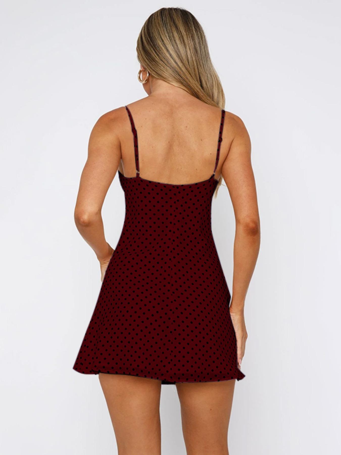 Women's Polka Dot Print Cami Dress Sleeveless Spaghetti Strap Dress Casual Classy Dress for Summer, Ladies Clothes for Daily Wear
