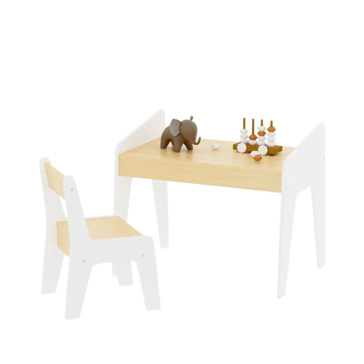 Kids Rectangular White Gray Table and Chair Set, 22.44x11.81x22.64in High-Quality MDF with Curved Edges, Multi-Use Toddler Activity Play Drawing Desk, Easy to Assemble for Nursery Bedroom