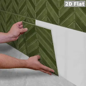 10PCS/Color Box GST Matte Dark Green Herringbone PE Foam Tile Stickers, Waterproof Oilproof Shock & Wear Resistant, Peel & Stick on Smooth Surfaces for Bedroom Kitchen Bathroom School Office Home & Commercial Wall Decor