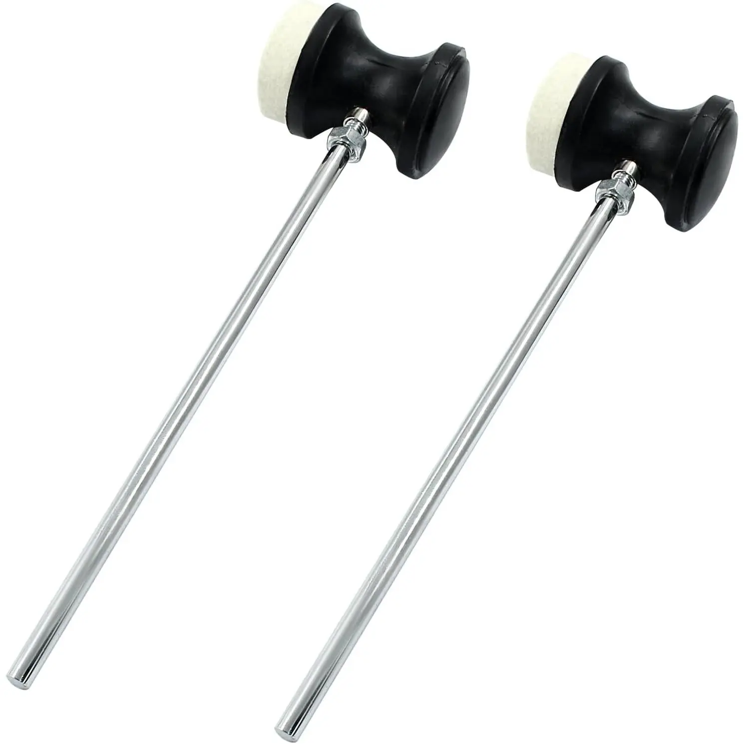 2 count Bass Drum Pedal Beater Double Sided, Kick Drum Beater | Stainless Steel Handle, Drum Pedal Mallet with Felt  for Percussion Instrument Accessories