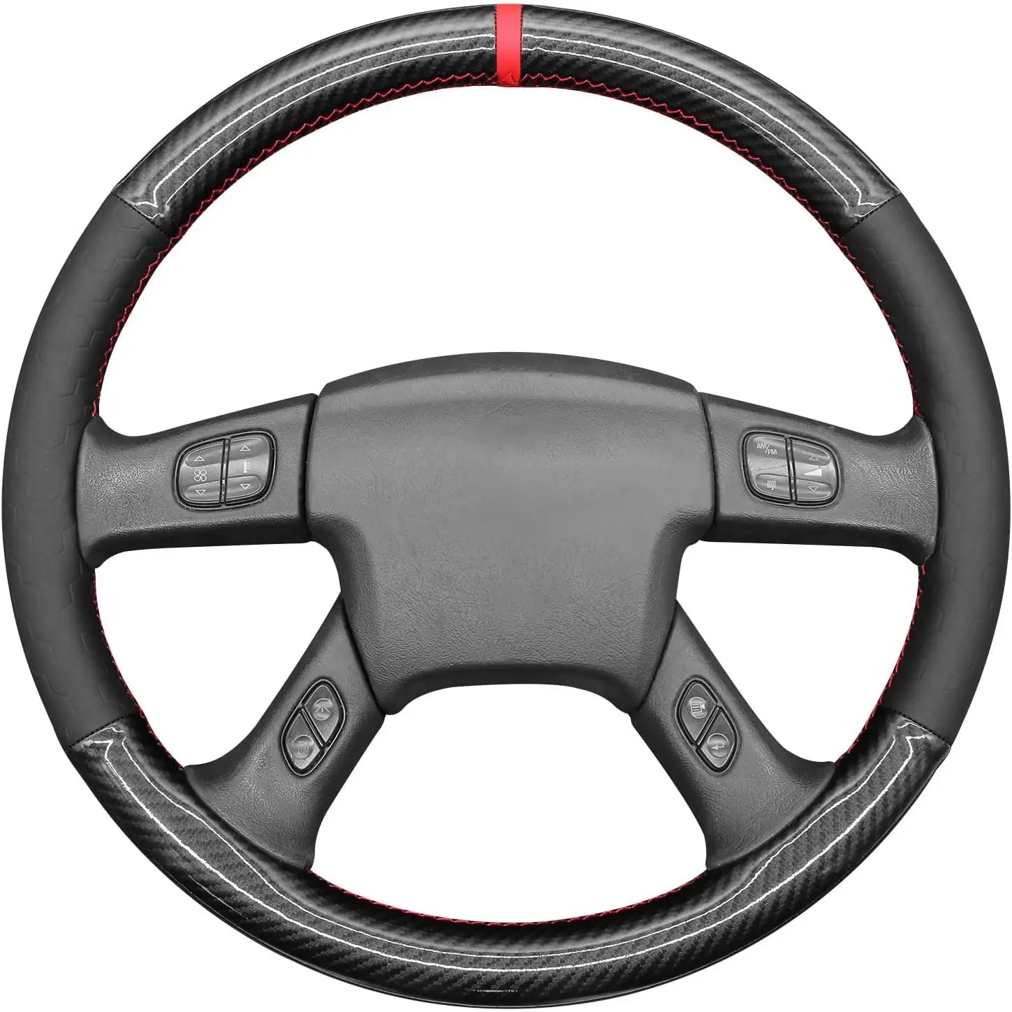 MEWANT Steering Wheel Cover for Chevy Silverado 1500/2500/3500 2003-2006 /Trailblazer 2002-2009 Hand-Stitched Car Steering Wrap