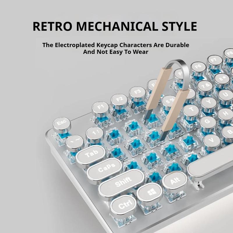 Punk Typewriter Lighted Mechanical Keyboard, All-metallic Panel 104 ...