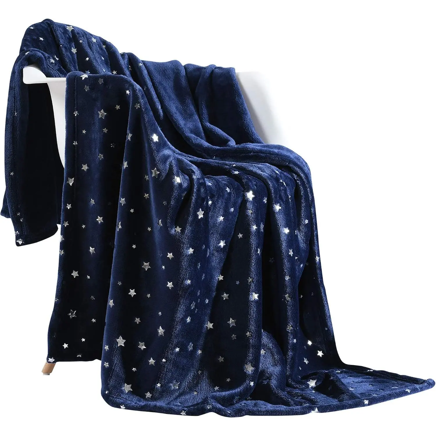 Throw Blanket, Ultra Soft Thick Microplush Bed Blanket,     Microfiber Fleece Throw for Sofa Couch ( Size 65"x80", Navy Blue)