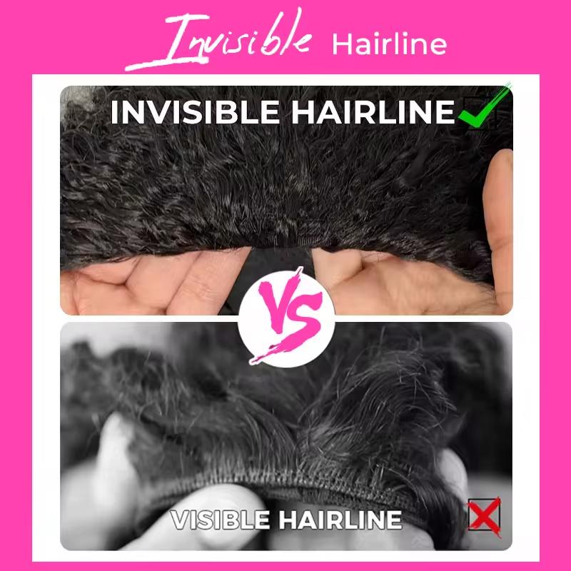 [3 IN 1 Half Wig] Kinky Curly Human Hair Wig Seamless Flip Over Half Wig Deep Wave Invisible Hairline Beginner Friendly Curly Wigs for Women With Drawstring