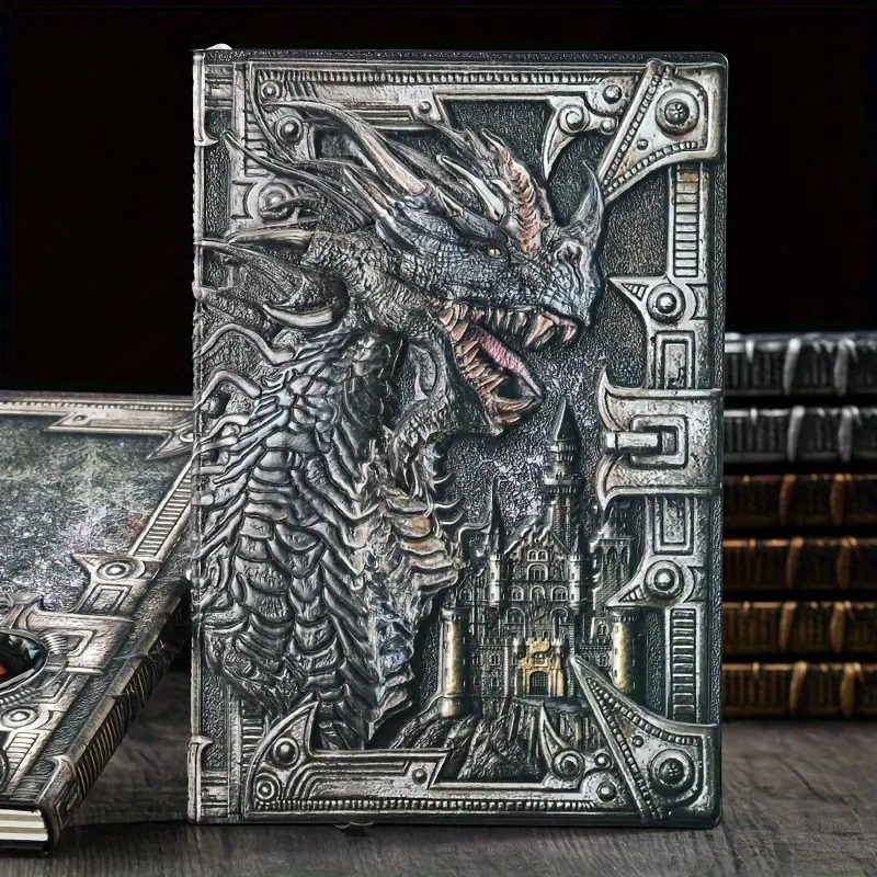 1pc，Vintage Style 3D Dragon Embossed Leather-Look Notebook, Drawing Sketchbook, Perfect Gift for Holidays, Ideal for Sketching and Travel Journaling