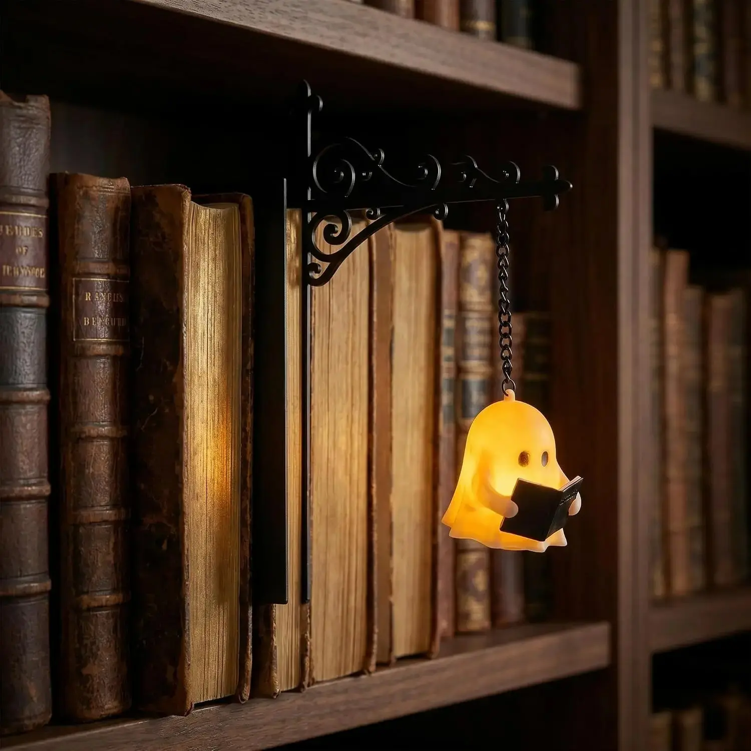Vintage library-style lantern, decorative bookshelf light, reading nook LED night light, bookcase light, home tabletop ornament, Ambient Night Lights