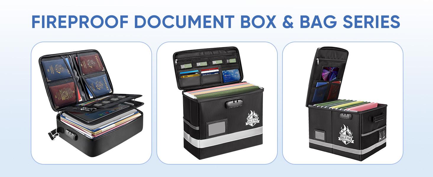 Fireproof Document Bag with Lock, Portable Waterproof Fireproof File Box for Home Office, Large-Capacity File Organizer Box for Important Papers, Passports, and Certificates