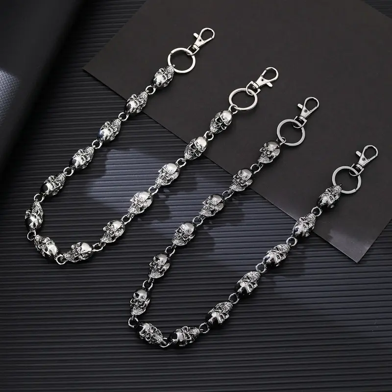 Unisex Metal Skull Waist Chain - Hip Hop Punk Diablo Style Jeans Accessory, Women's Body Chain with Front-Tie Closure, Breathable Quick-Drying for Beach, Casual Outdoor Events, Bikini Set Compatible