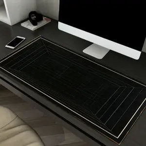 Silica Gel Mouse Pad, Gold Line Grid Gaming Desk Mat, Non-Slip Rubber Base, Washable and Durable, Ideal for Gamers, Office, School