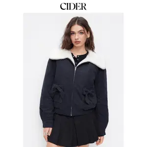 Cider Corduroy Collar Bowknot Zip Through Oversized Jacket [LIVE ONLY] SummerFinds