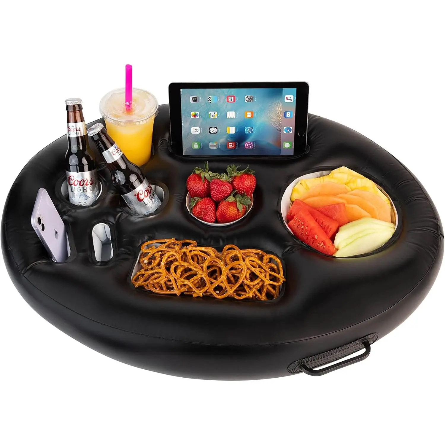 GMOX Inflatable Floating Drink Holder for Swimming Pool, Hot Tub for Adults - Buffet Serving Bar, Beverage, Fruit, Salad, Tablet, Cell Phone