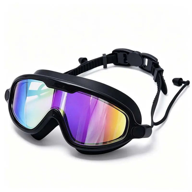 Diving goggles, swimming goggles, adult swimming goggles with waterproof earplugs suitable for adults, swimming goggles accessories with bright multi-color UV lenses, suitable for outdoor activities, Swim Glasses