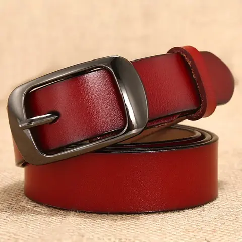 Women's Genuine Cowhide Leather Belt - High-Quality, Adjustable, Classic Metal Buckle, Stylish Versatile Daily Wear Fashion Accessory, Belts
